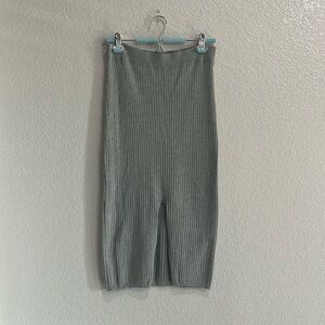 Gianni Bini Sweater Skirt Midi Gray Front split Size Large